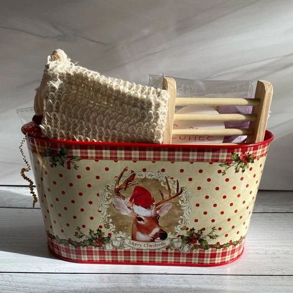 Handmade Christmas Soap Gift Tin, Deer with Santa Hat Tin, ( PRICE IS FIRM ) - Picture 6 of 8